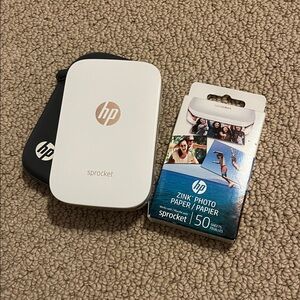 HP Sprocket White and Rose Gold Instant Photo Printer Portable 2x3 Instant Photo
